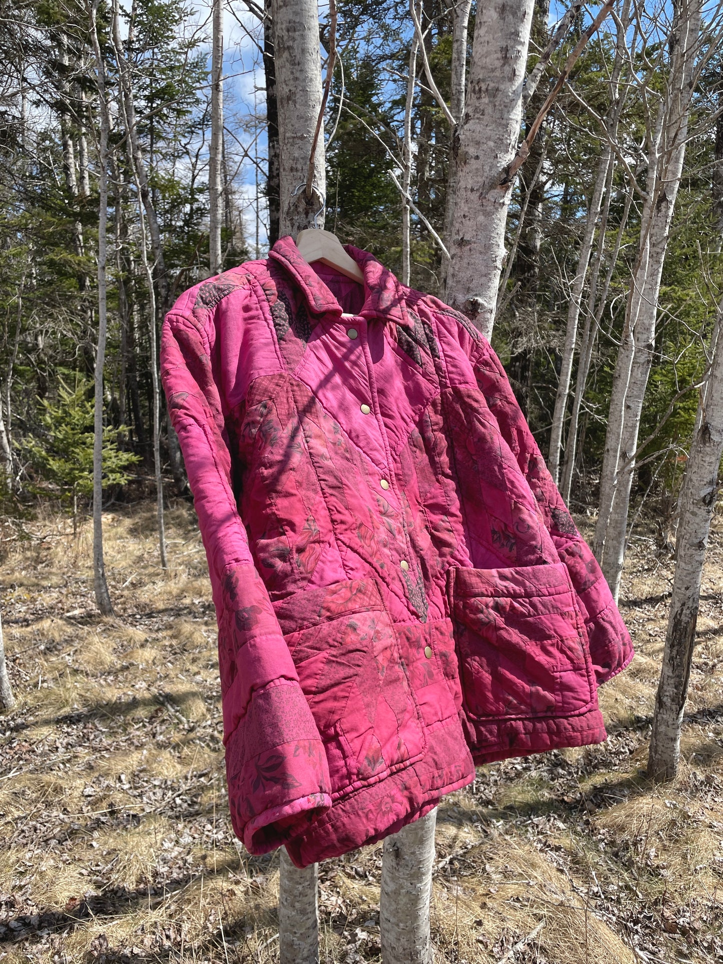 Quilt Jacket No.10 Vintage Patchwork Broken Star Pattern Chore Coat L