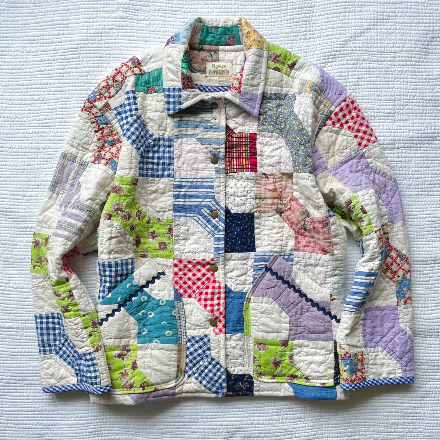 Quilt Jacket No.9 Vintage Bow Tie Patchwork Chore Coat M