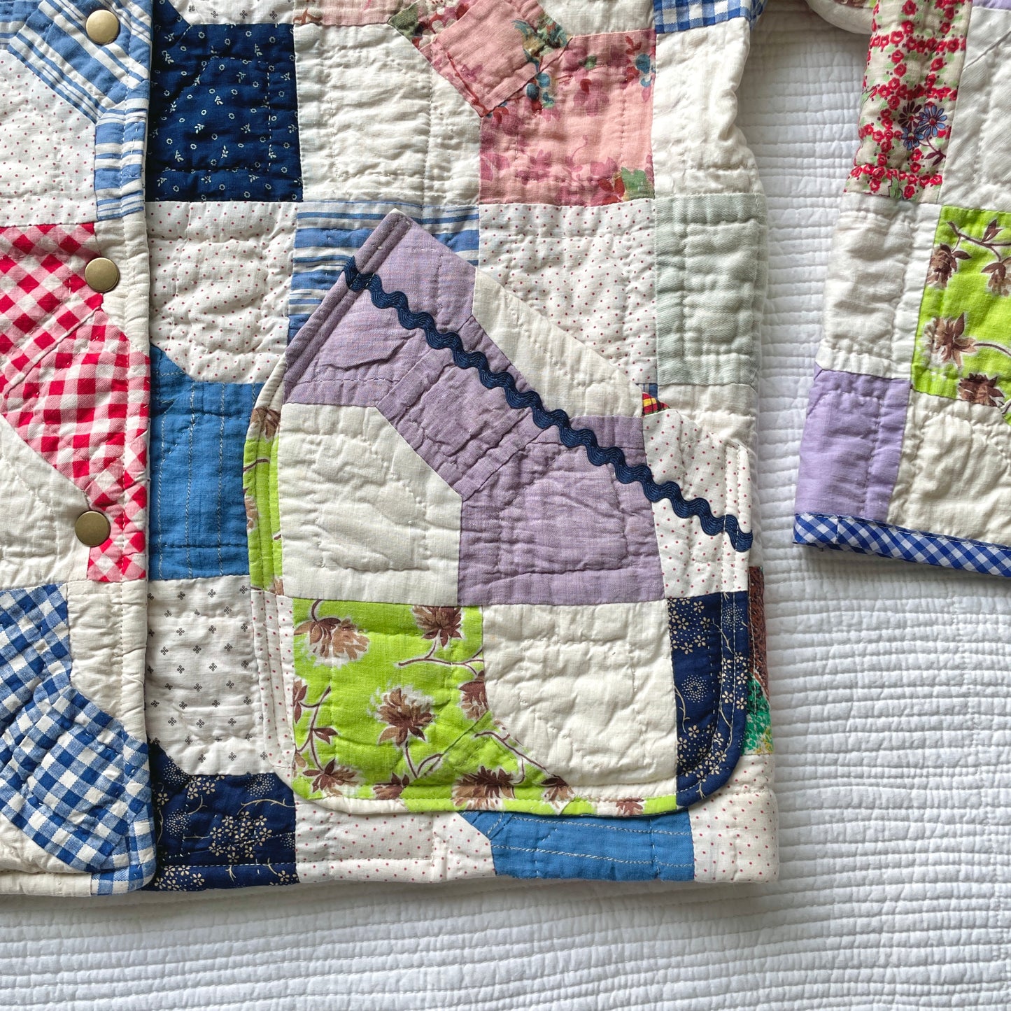 Quilt Jacket No.9 Vintage Bow Tie Patchwork Chore Coat M