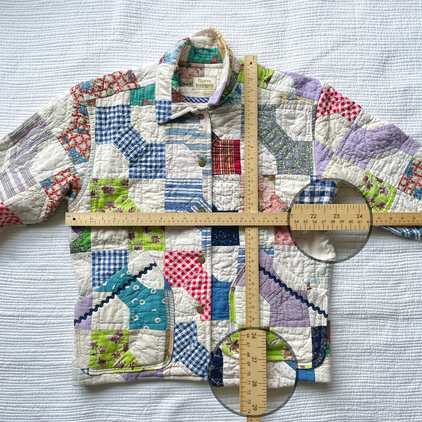 Quilt Jacket No.9 Vintage Bow Tie Patchwork Chore Coat M