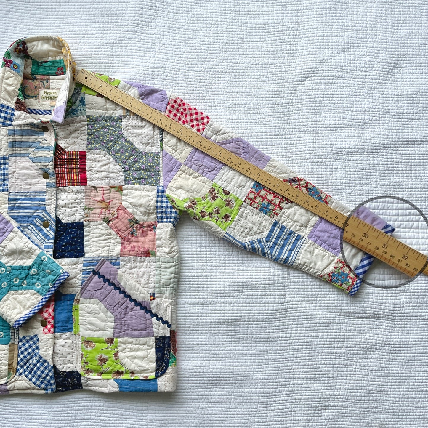 Quilt Jacket No.9 Vintage Bow Tie Patchwork Chore Coat M