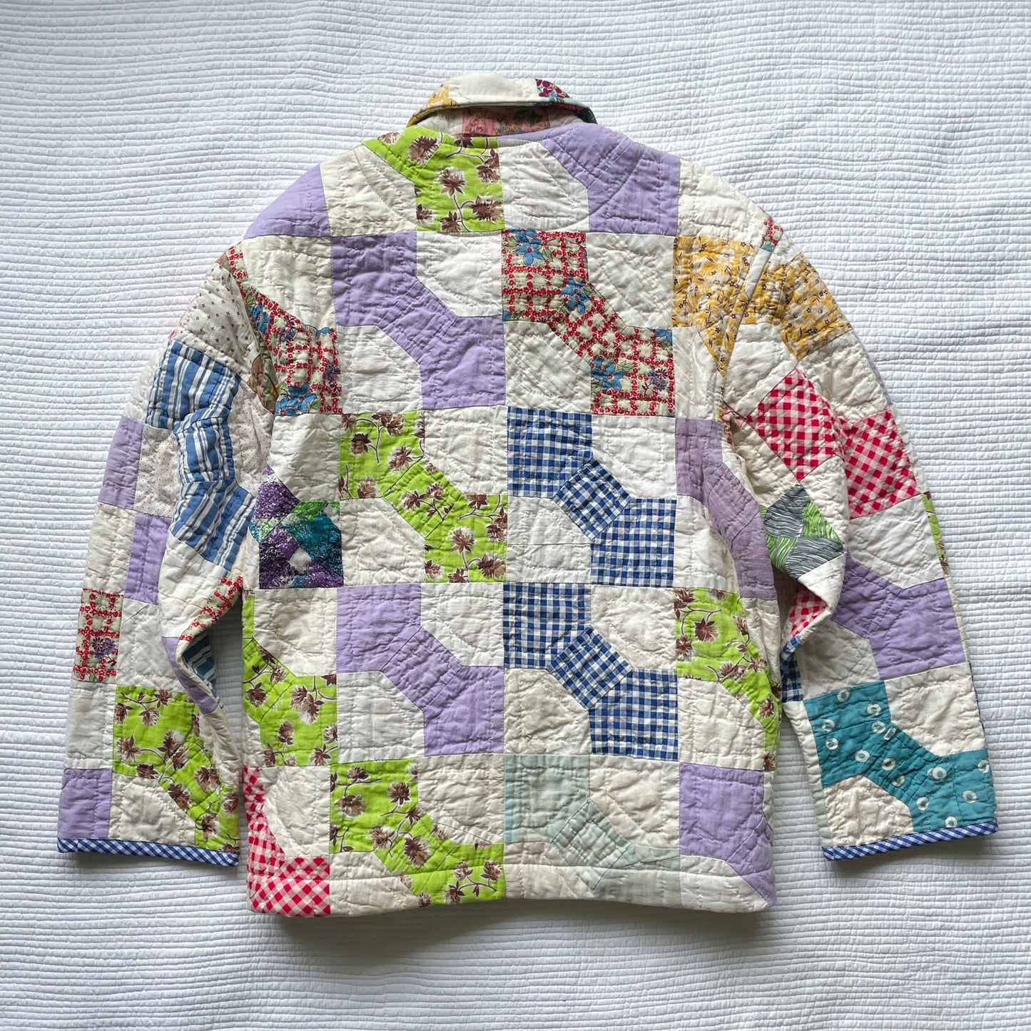 Quilt Jacket No.9 Vintage Bow Tie Patchwork Chore Coat M