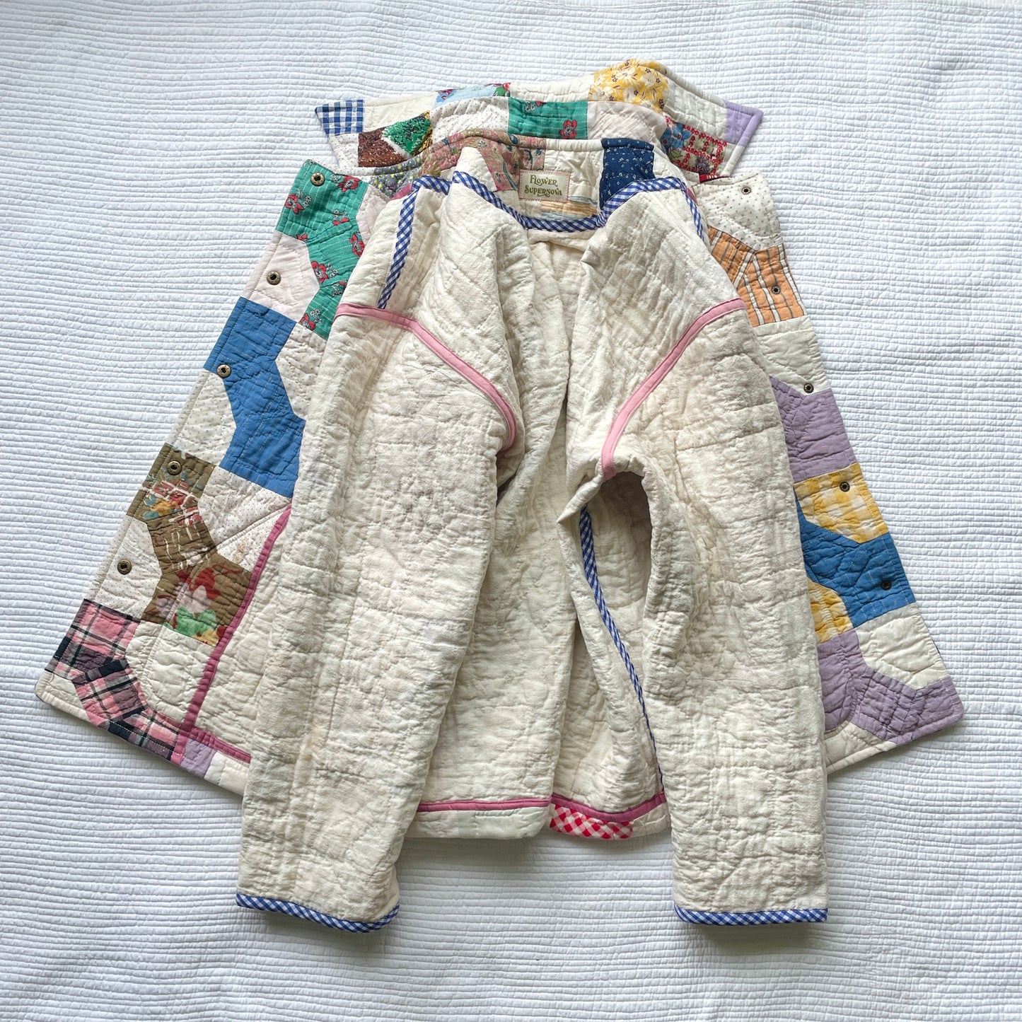 Quilt Jacket No.9 Vintage Bow Tie Patchwork Chore Coat M