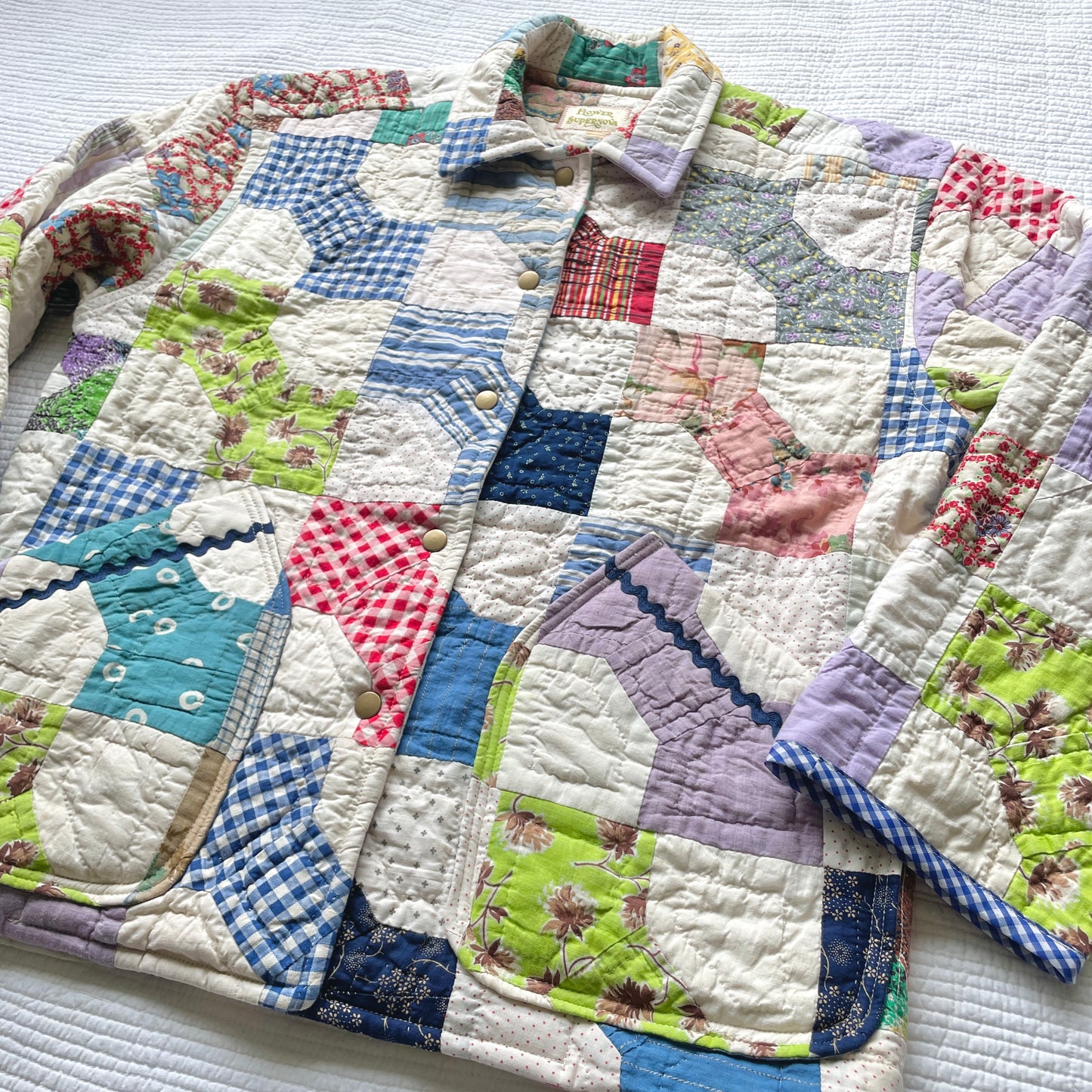 Quilt Jacket No.9 Vintage Bow Tie Patchwork Chore Coat M