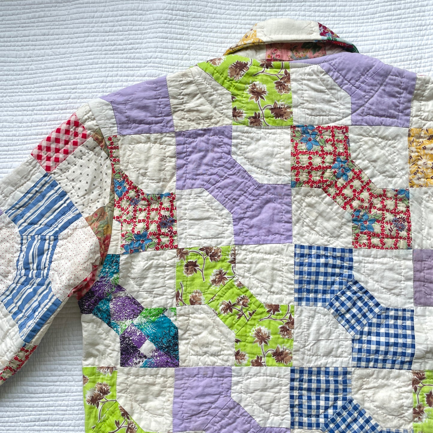 Quilt Jacket No.9 Vintage Bow Tie Patchwork Chore Coat M