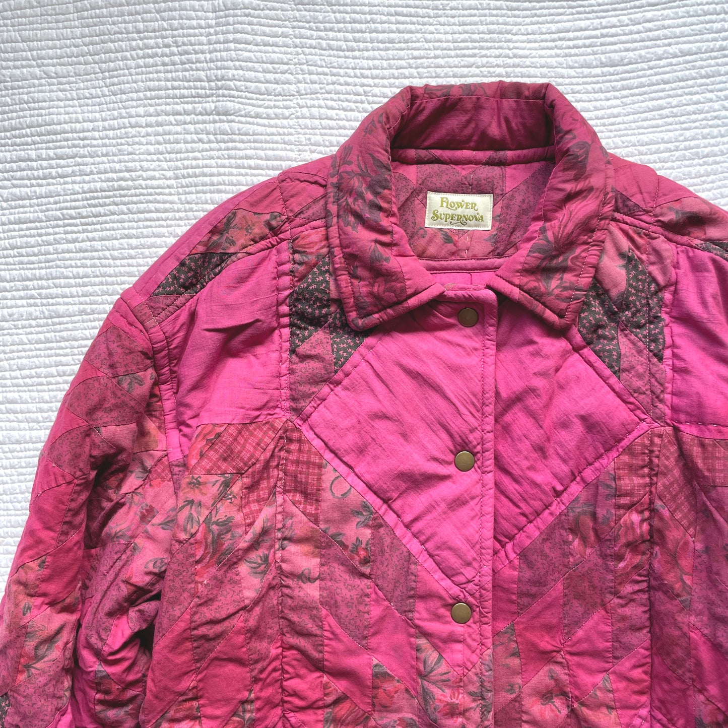 Quilt Jacket No.10 Vintage Patchwork Broken Star Pattern Chore Coat L
