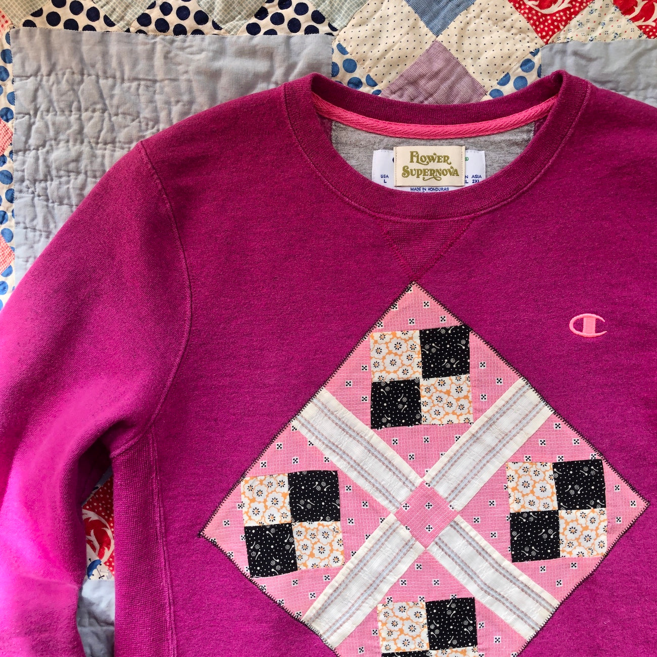 Vintage Patchwork Crewneck Sweatshirt Youth L