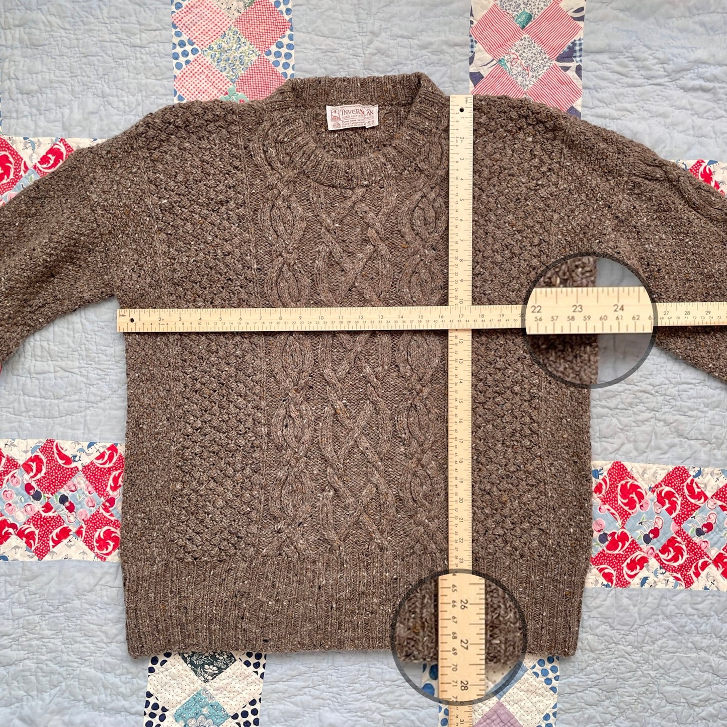 Inverallan Hand Knit Tweed Aran Fisherman Sweater
