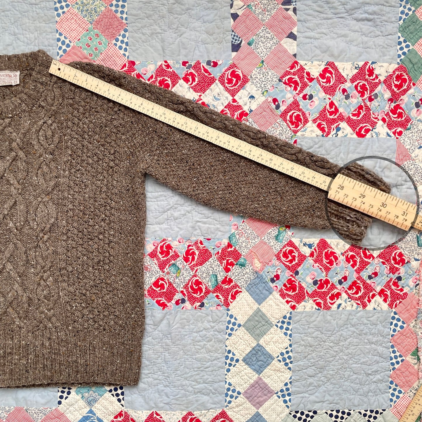 Inverallan Hand Knit Tweed Aran Fisherman Sweater