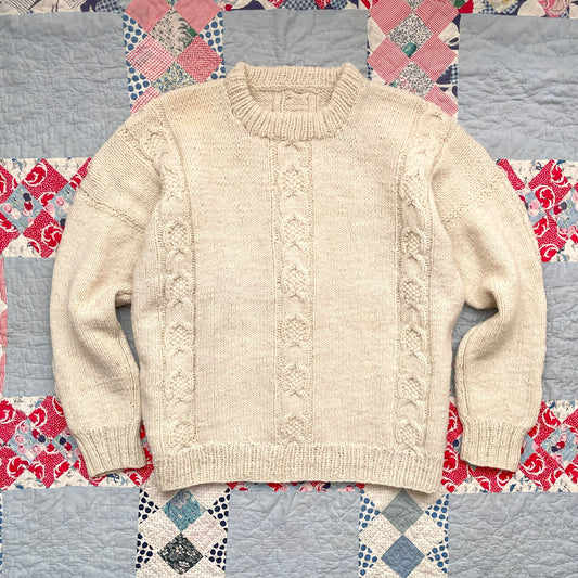 Vintage Handmade Moss Stitch Cable Knit Sweater