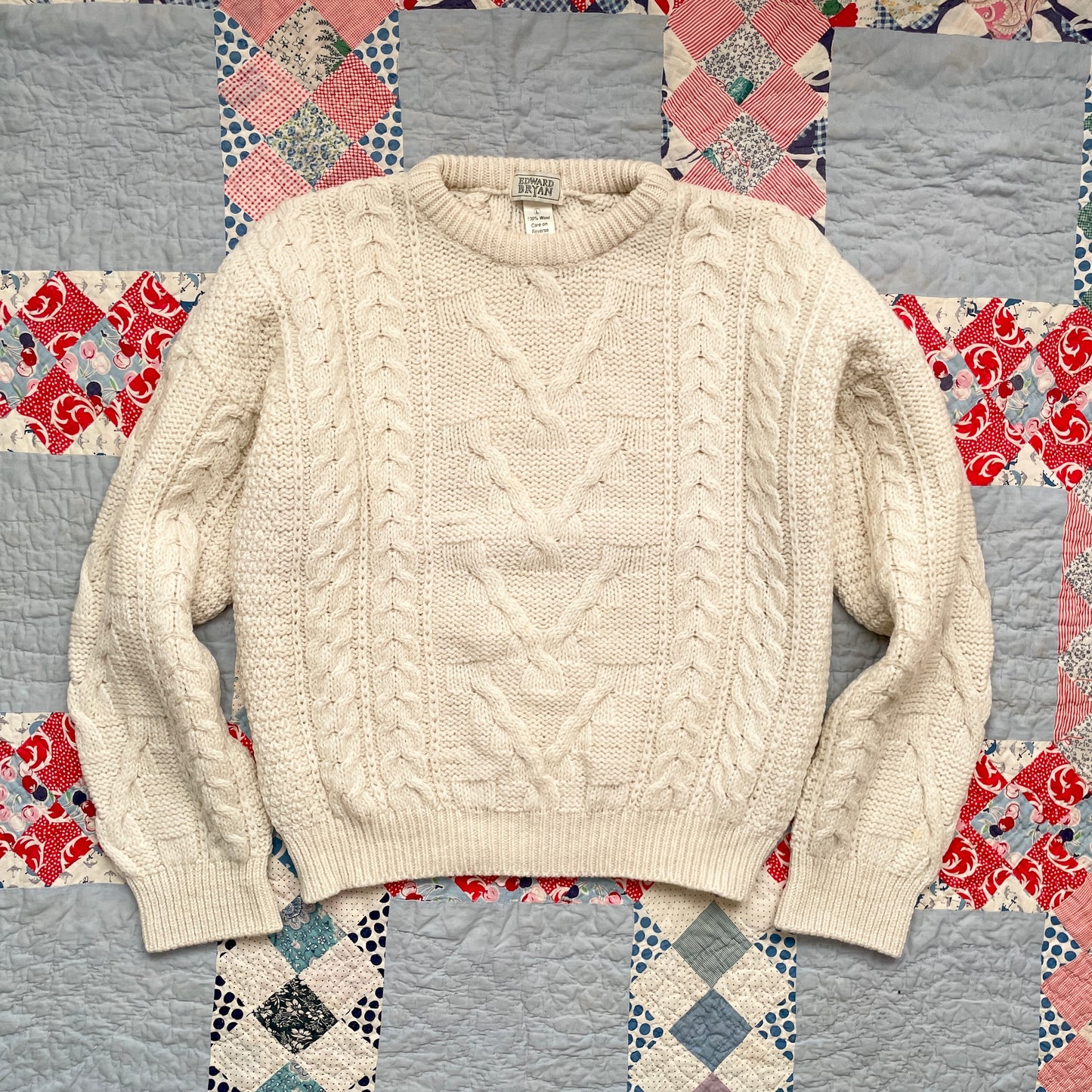 Vintage Cable Knit Fisherman Sweater Made in England L