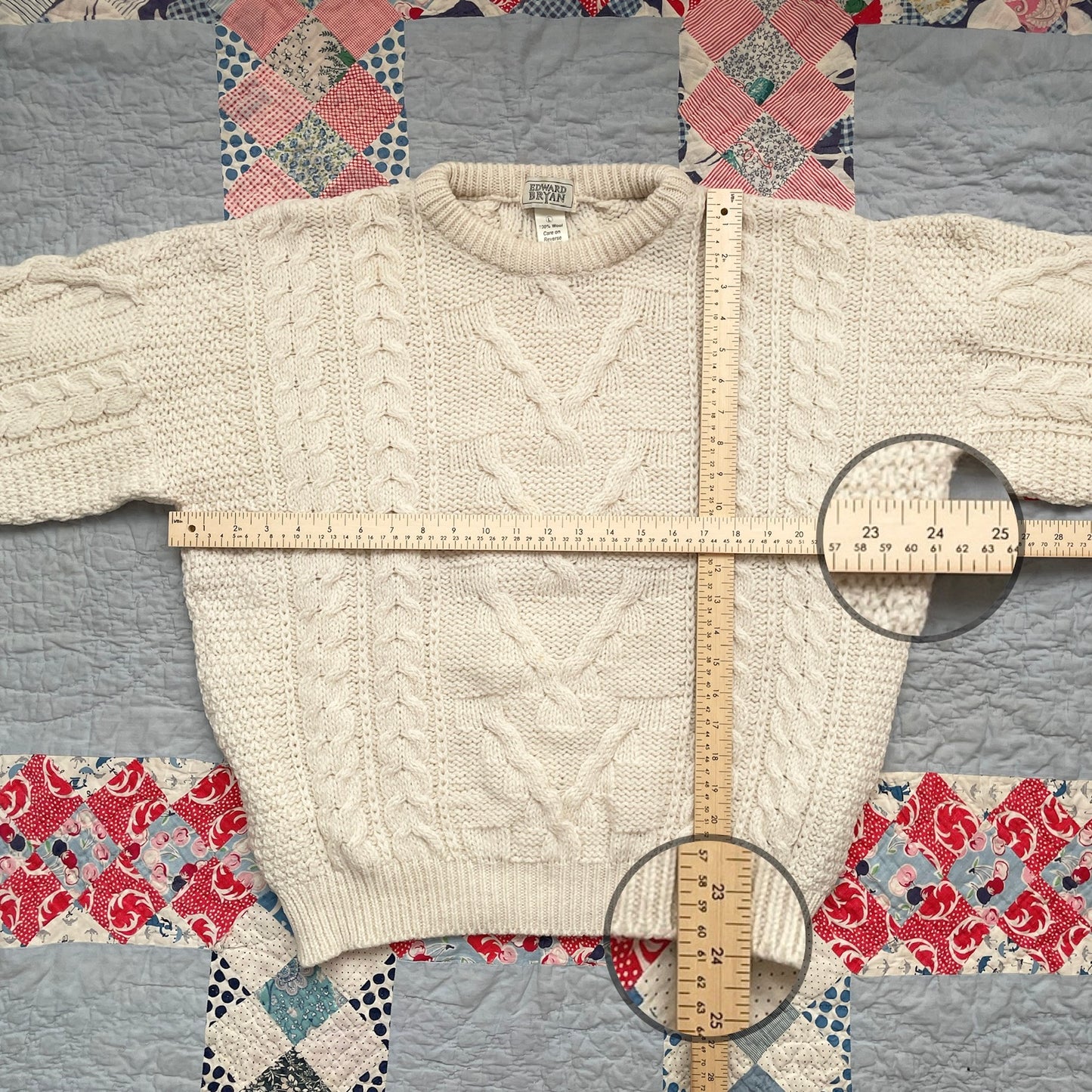 Vintage Cable Knit Fisherman Sweater Made in England L