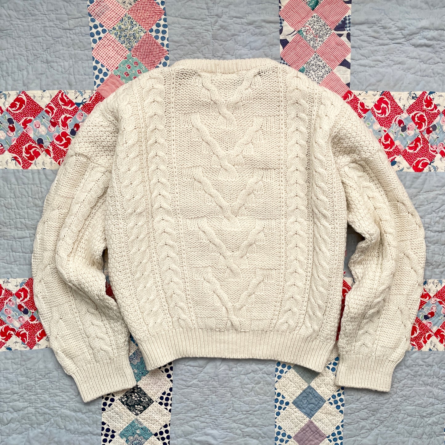 Vintage Cable Knit Fisherman Sweater Made in England L