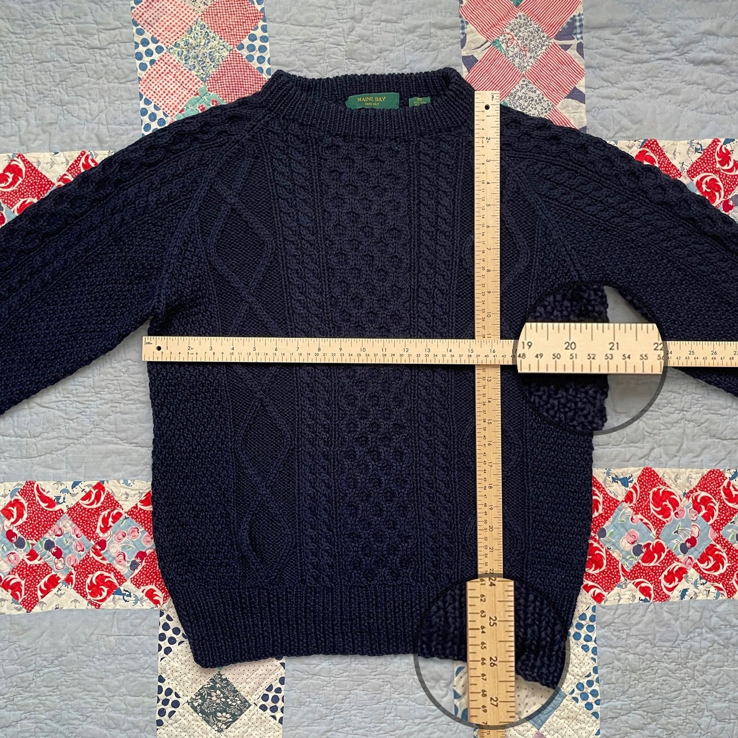 Vintage 90s Maine Bay Hand Knit Cable Sweater M