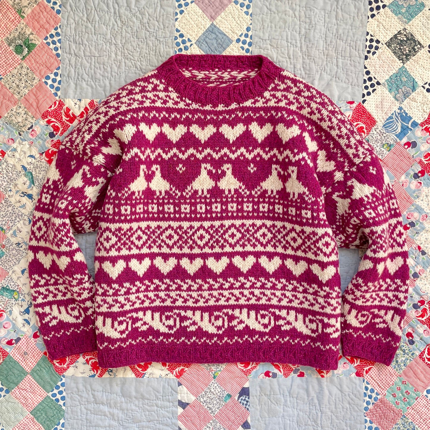 Vintage Handmade Novelty Fair Isle Sweater