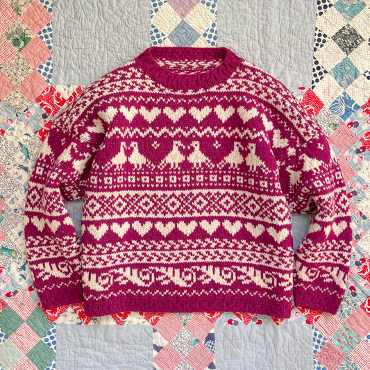 Vintage Handmade Novelty Fair Isle Sweater