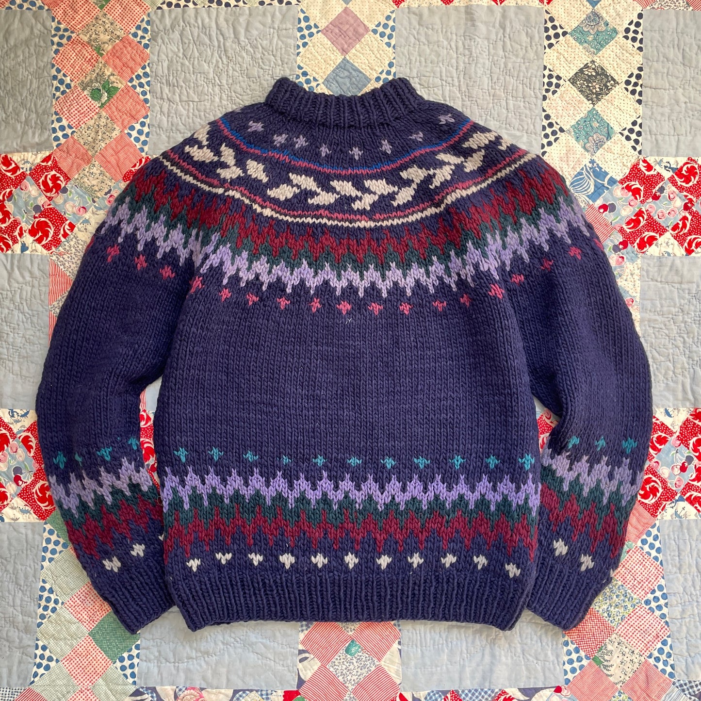 Vintage Hand Knit Fair Isle Heavy Weight Sweater