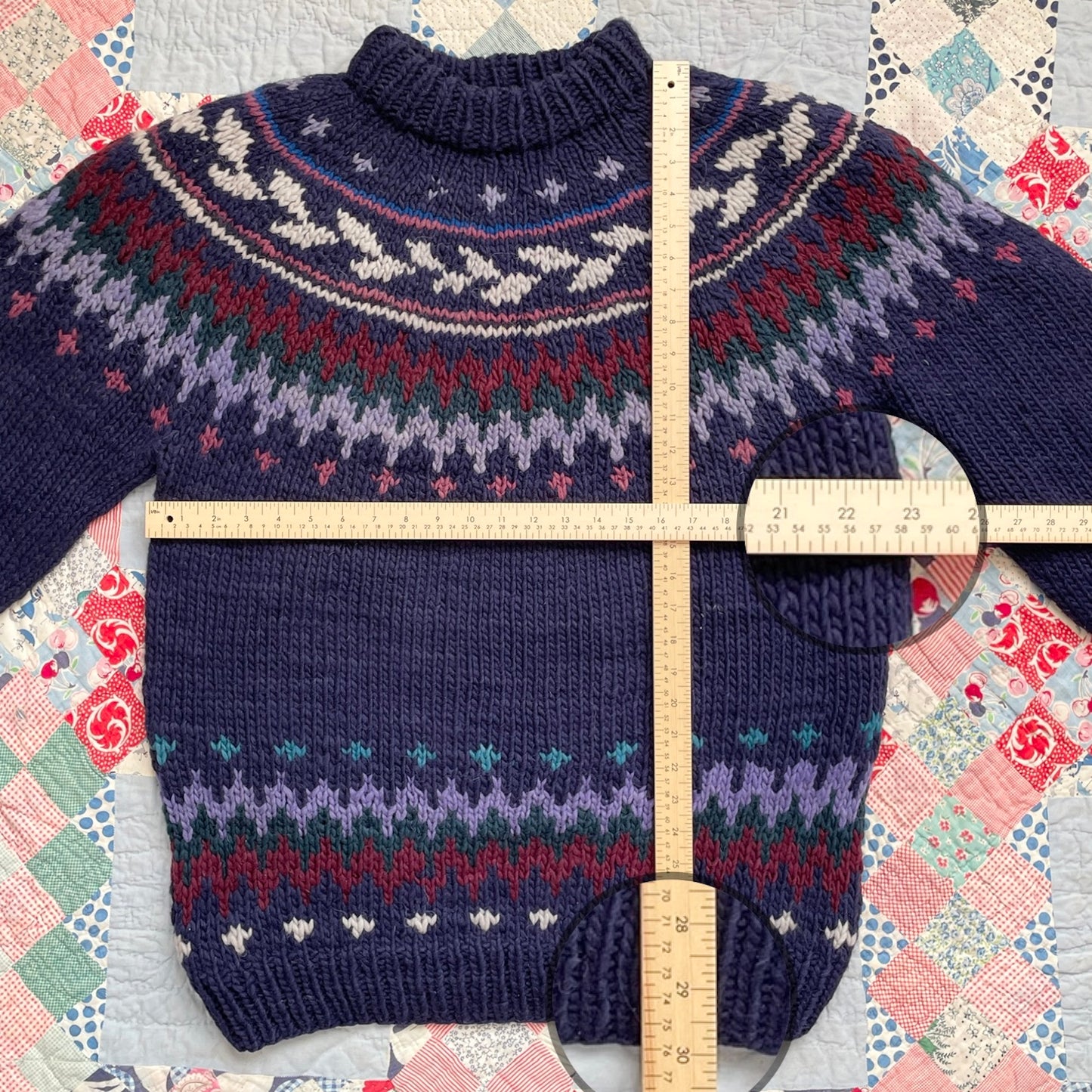 Vintage Hand Knit Fair Isle Heavy Weight Sweater