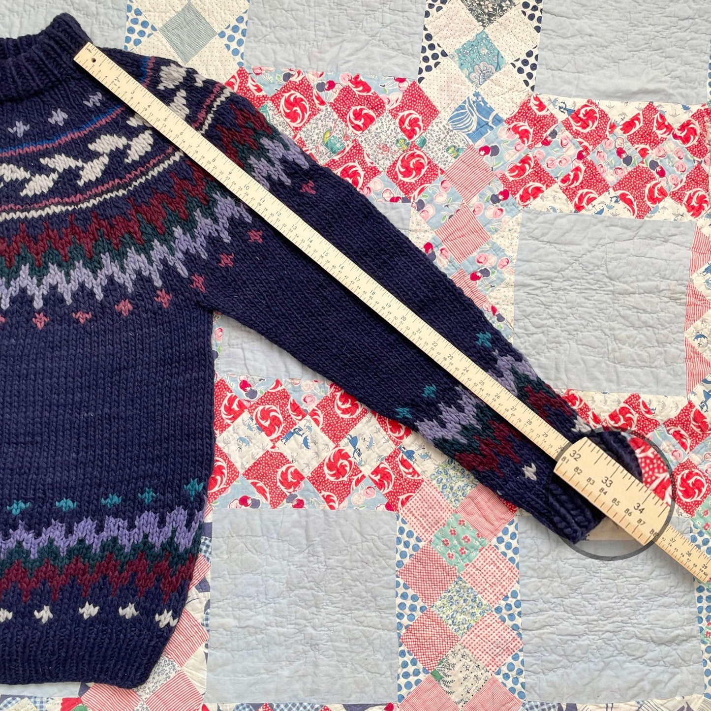 Vintage Hand Knit Fair Isle Heavy Weight Sweater