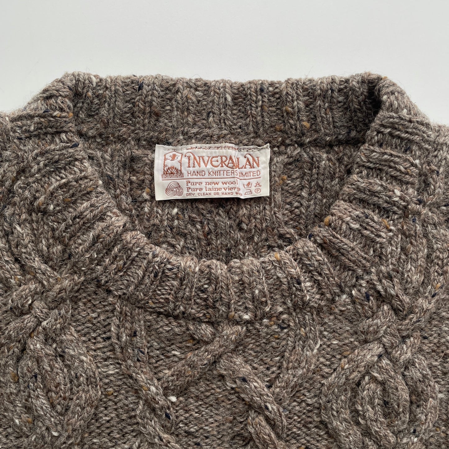 Inverallan Hand Knit Tweed Aran Fisherman Sweater