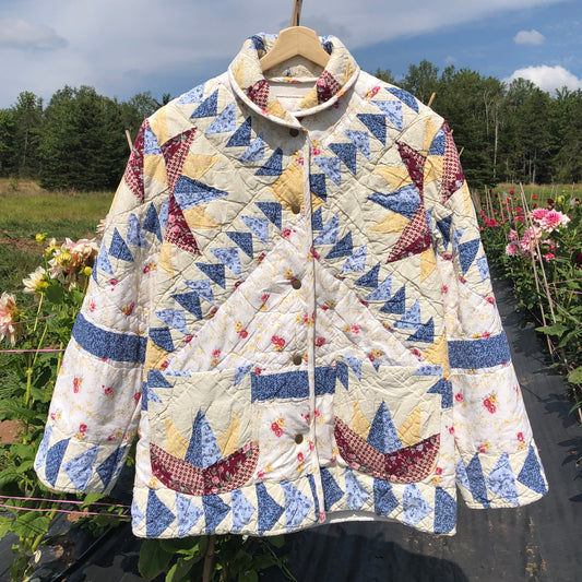 Quilt Jacket No.5 Mariner's Compass Shawl Collar Coat