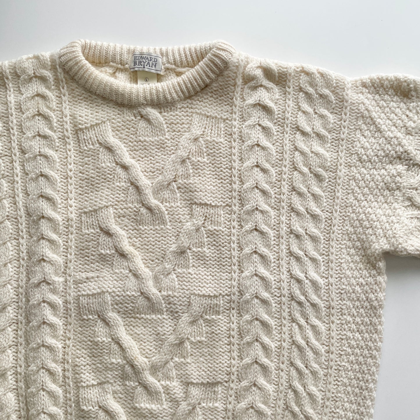 Vintage Cable Knit Fisherman Sweater Made in England L