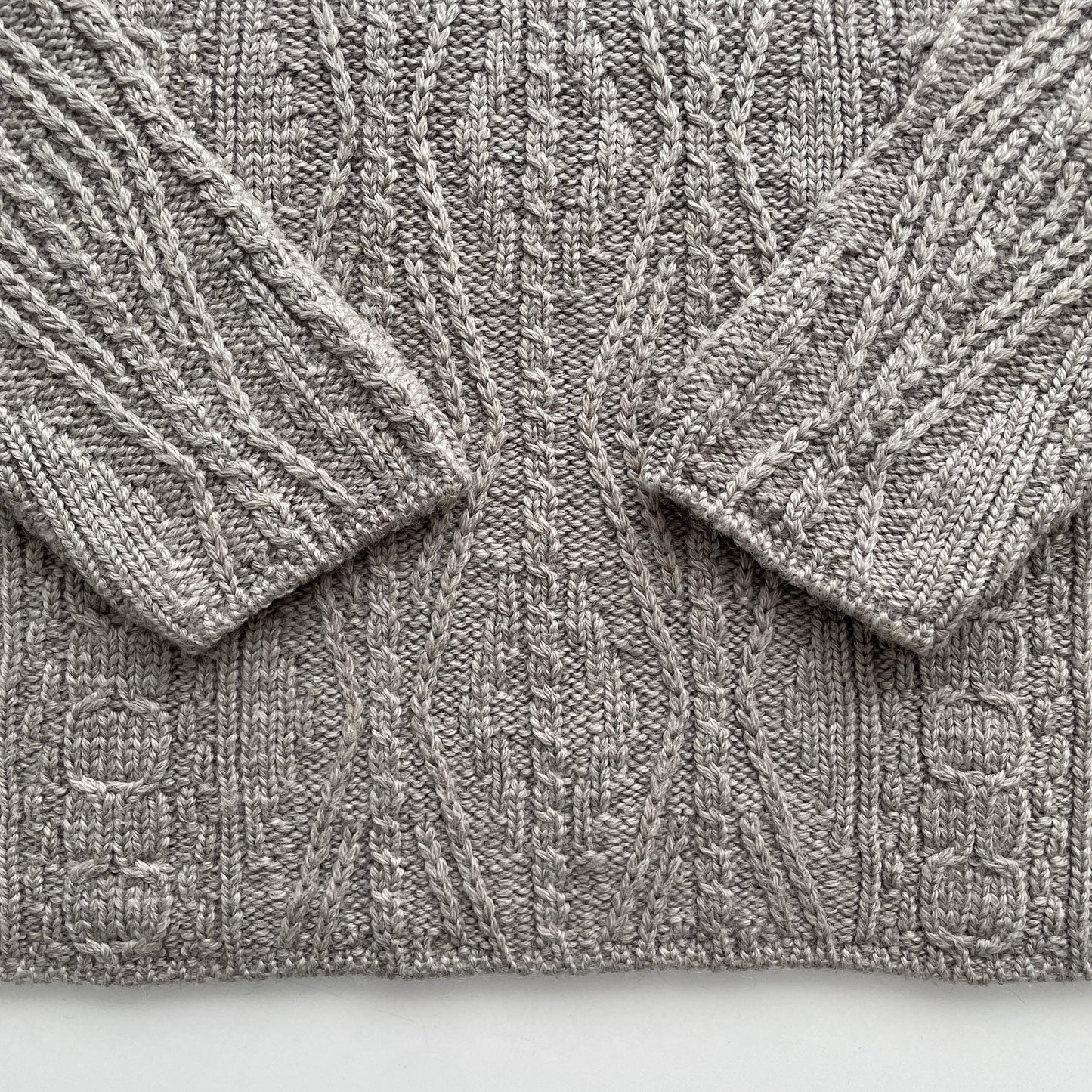 Vintage L.L. Bean Taupe Wool Cable Knit Sweater Made in Ireland M