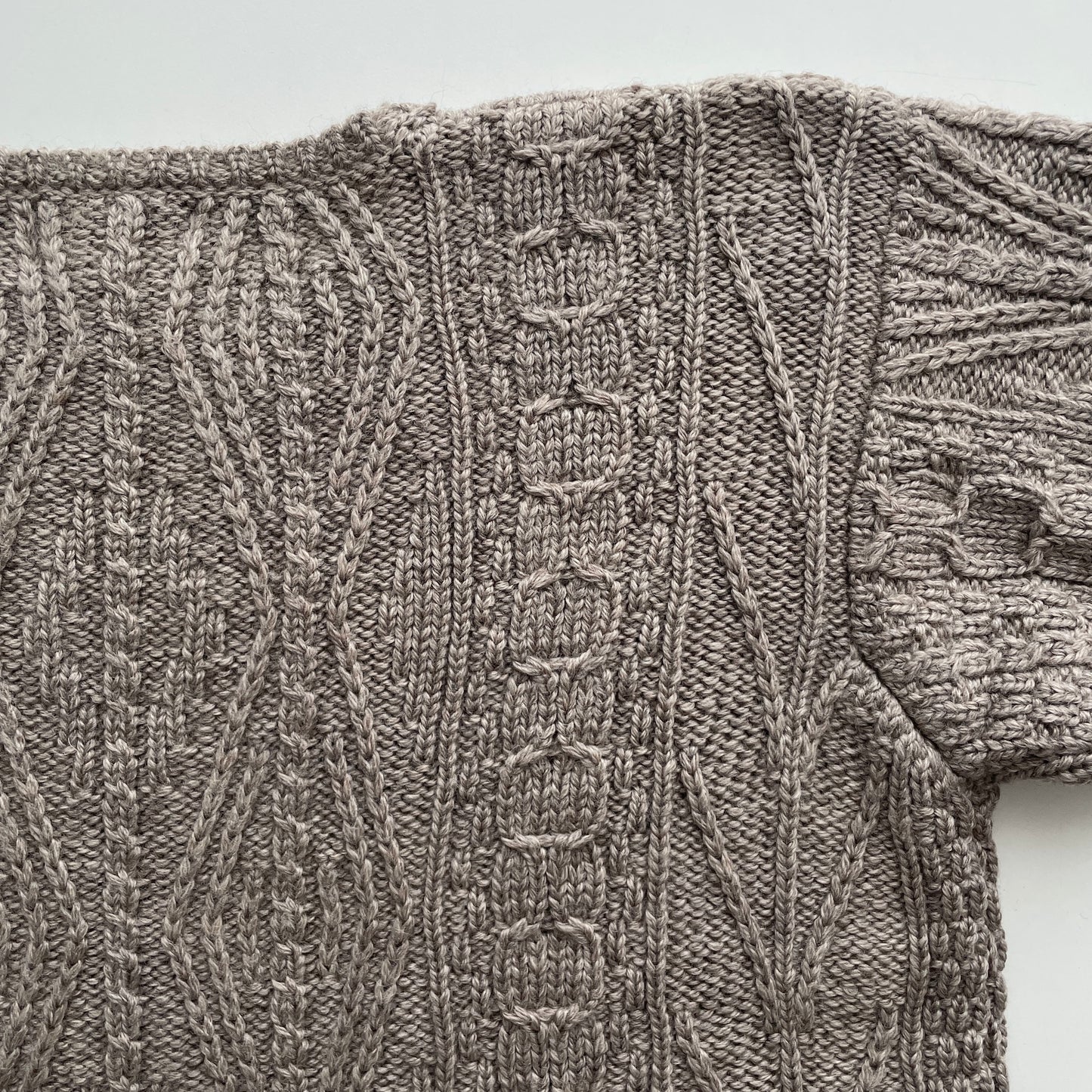 Vintage L.L. Bean Taupe Wool Cable Knit Sweater Made in Ireland M