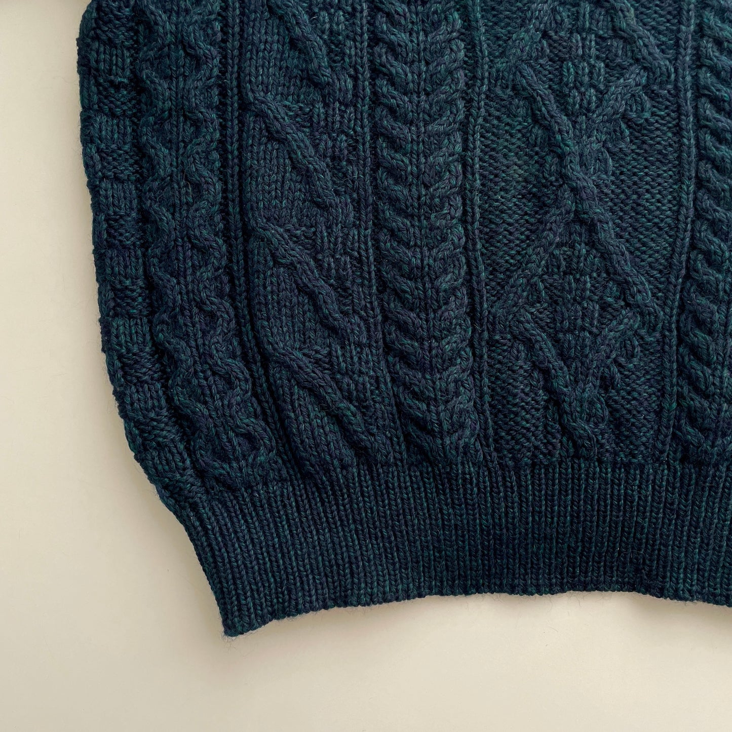 Vintage Aran Crafts Fisherman Sweater with Visible Mending L