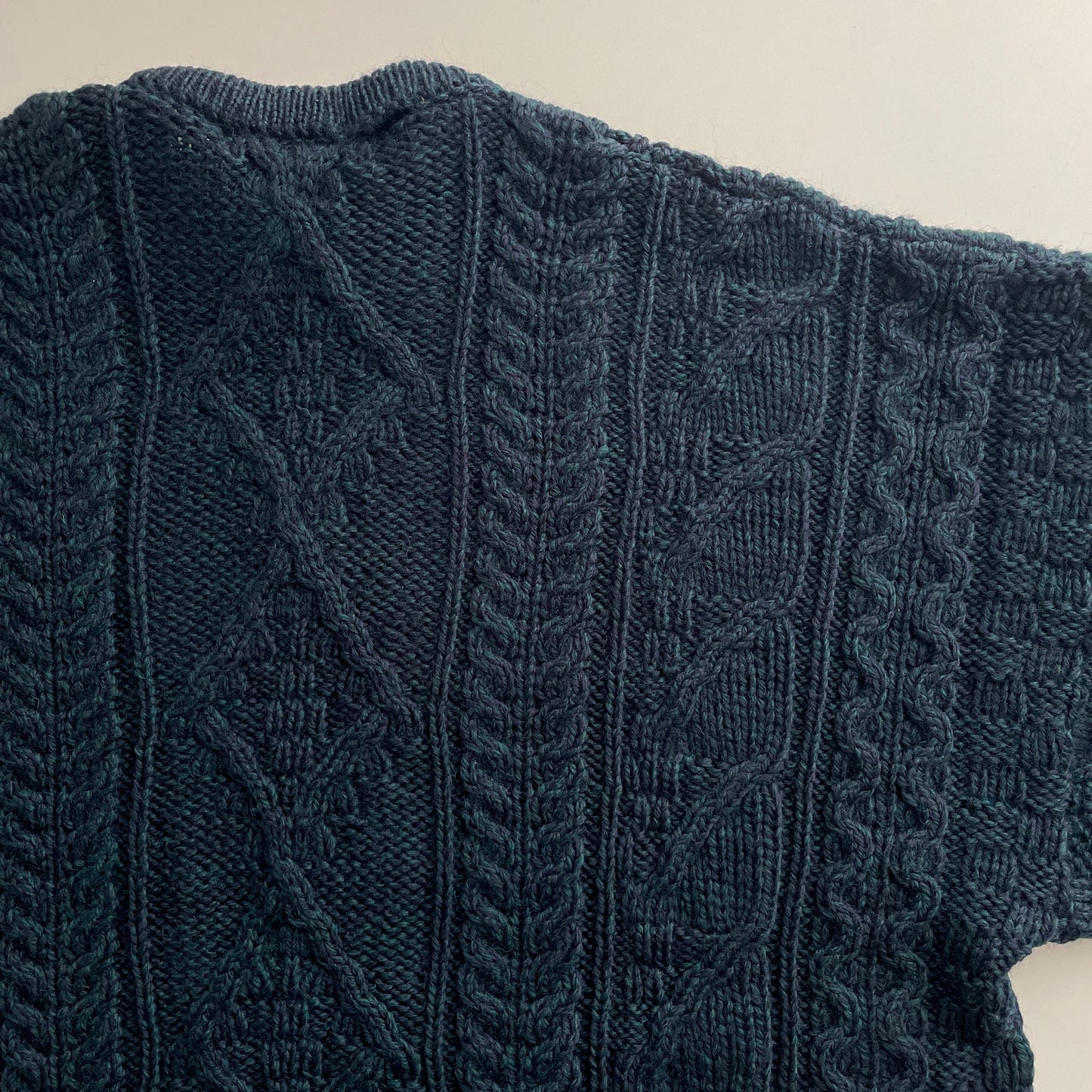 Vintage Aran Crafts Fisherman Sweater with Visible Mending L