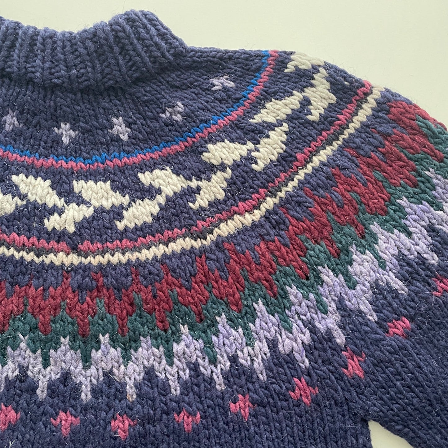 Vintage Hand Knit Fair Isle Heavy Weight Sweater