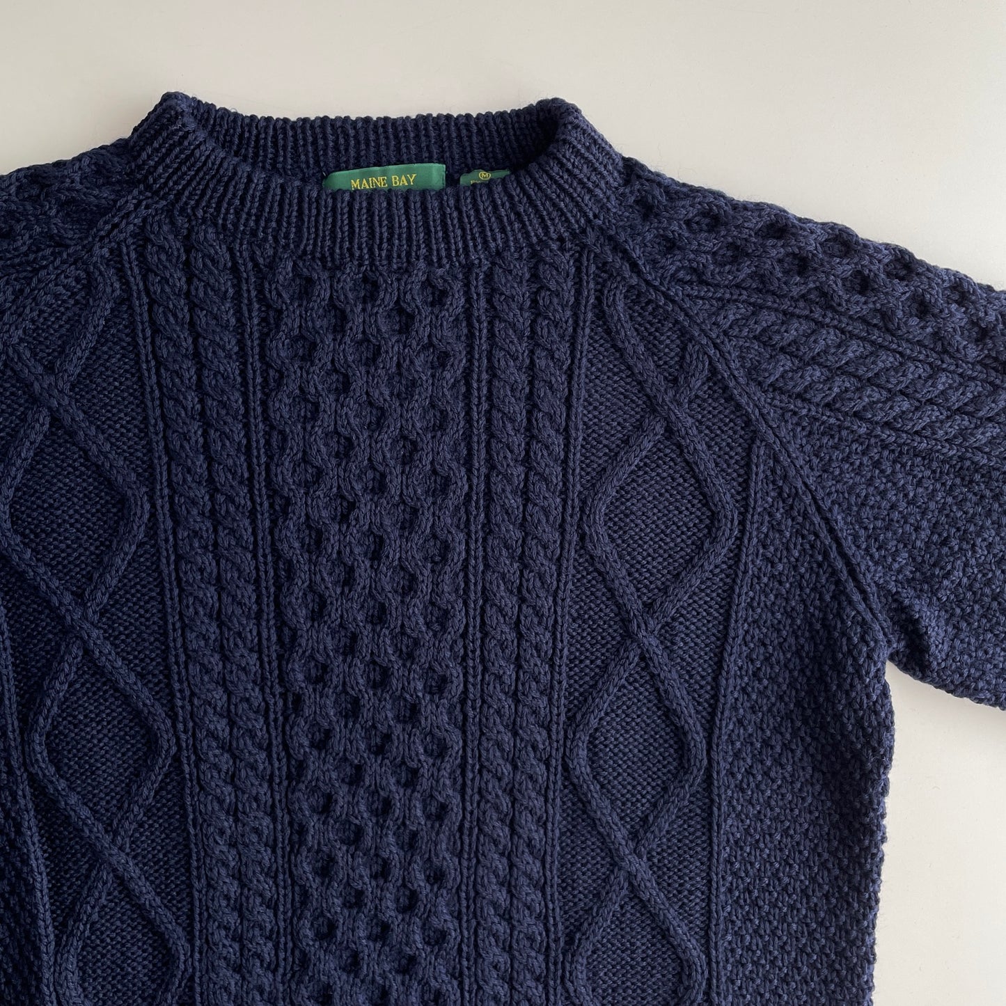 Vintage 90s Maine Bay Hand Knit Cable Sweater M