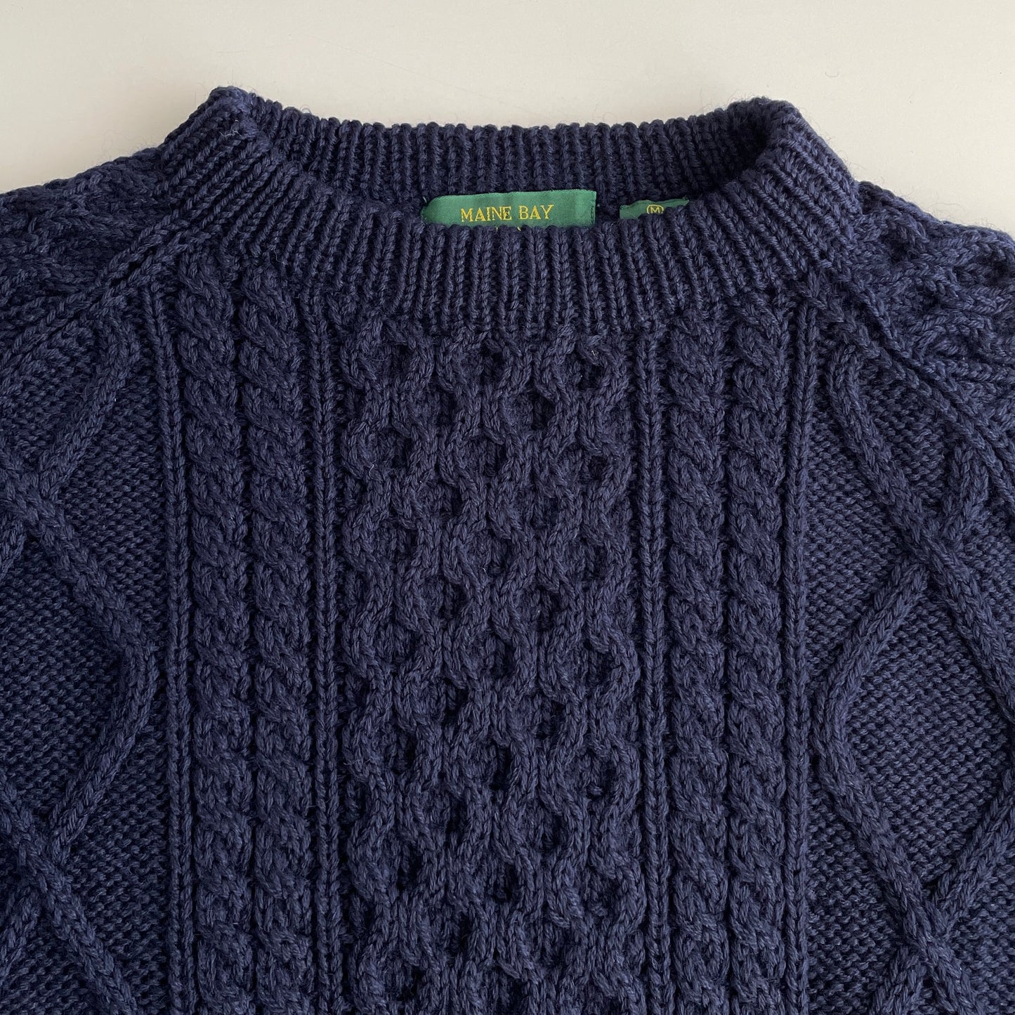 Vintage 90s Maine Bay Hand Knit Cable Sweater M