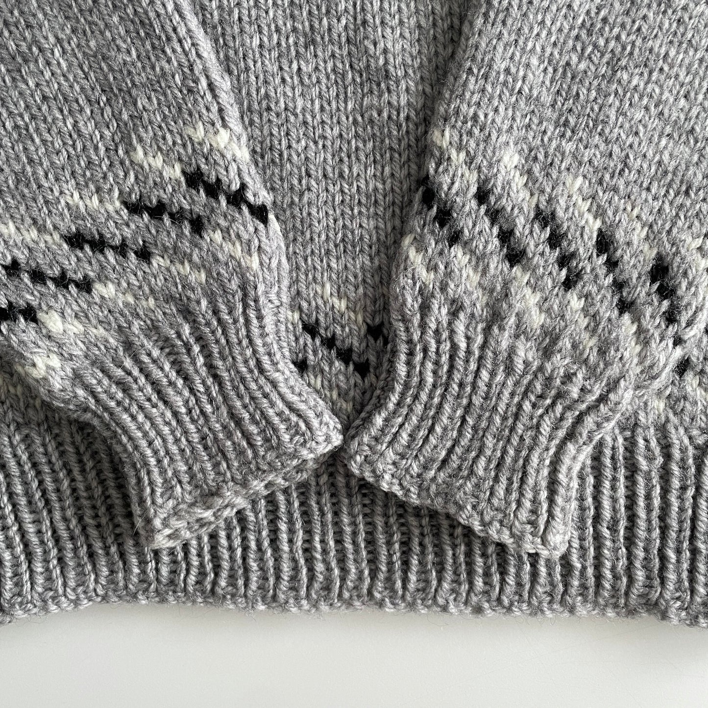 Vintage Hand Knit Gray Fair Isle Sweater