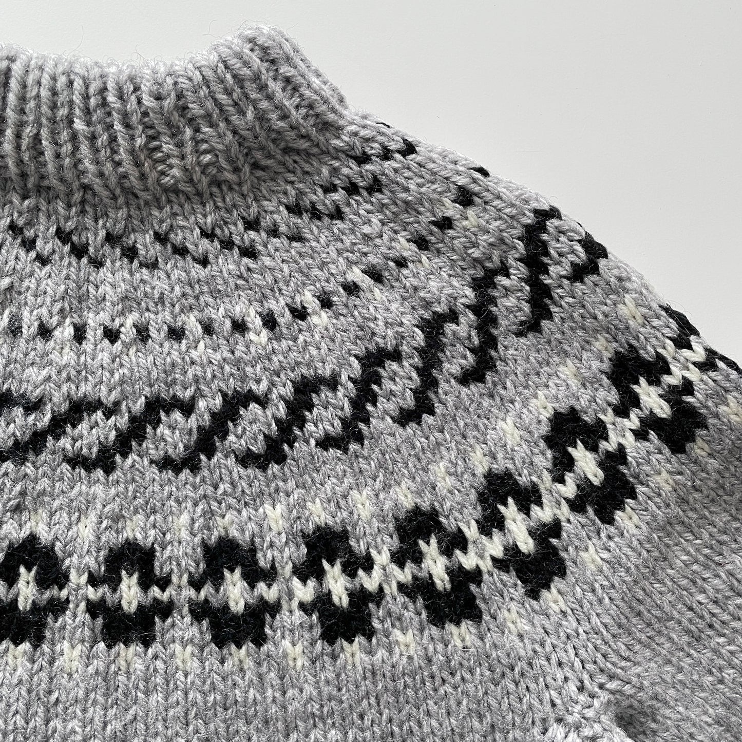 Vintage Hand Knit Gray Fair Isle Sweater