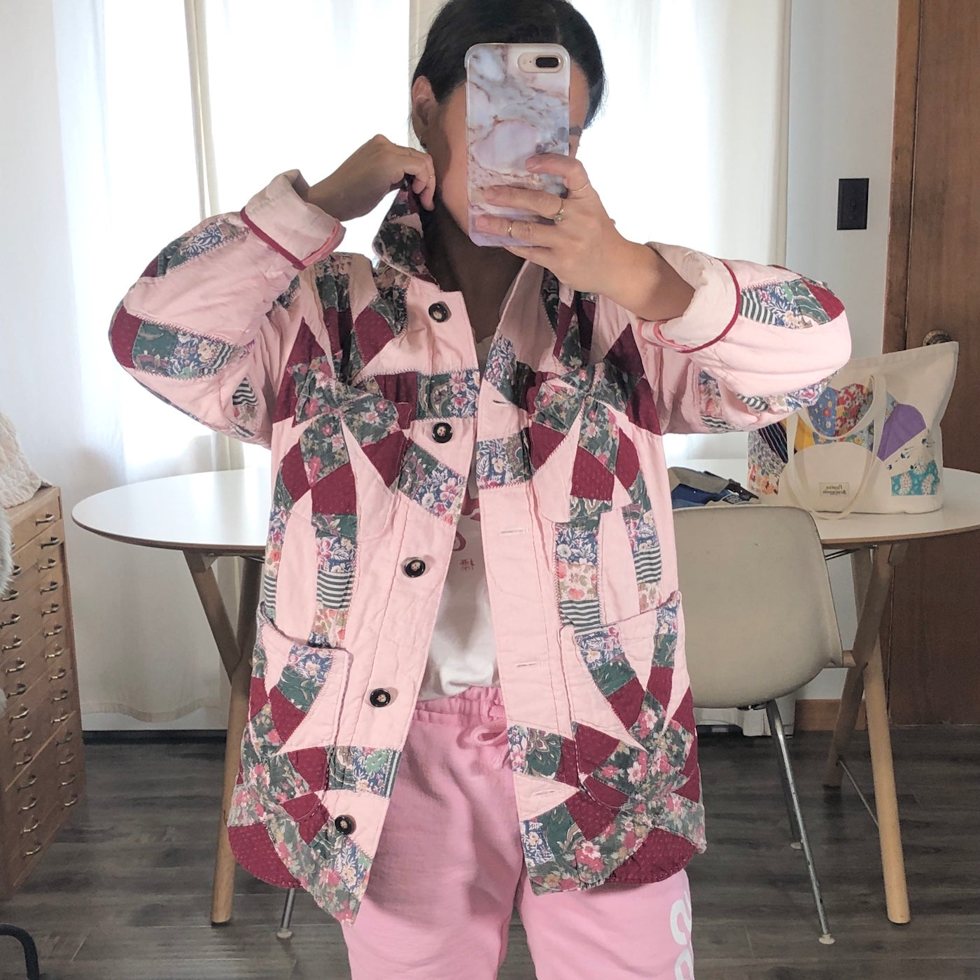 Quilt Jacket No.1 Vintage Double Wedding Ring Chore Coat