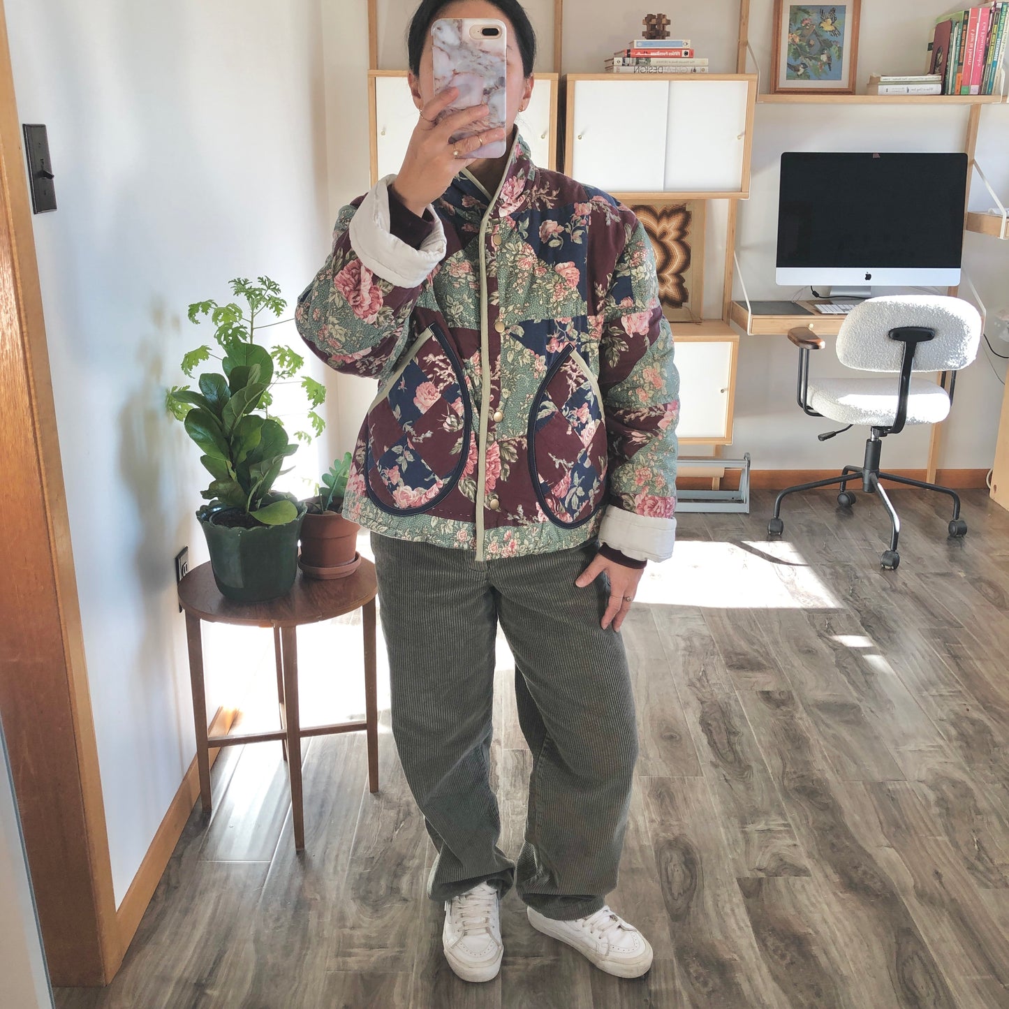 Quilt Jacket No.2 Rose Print Shawl Collar