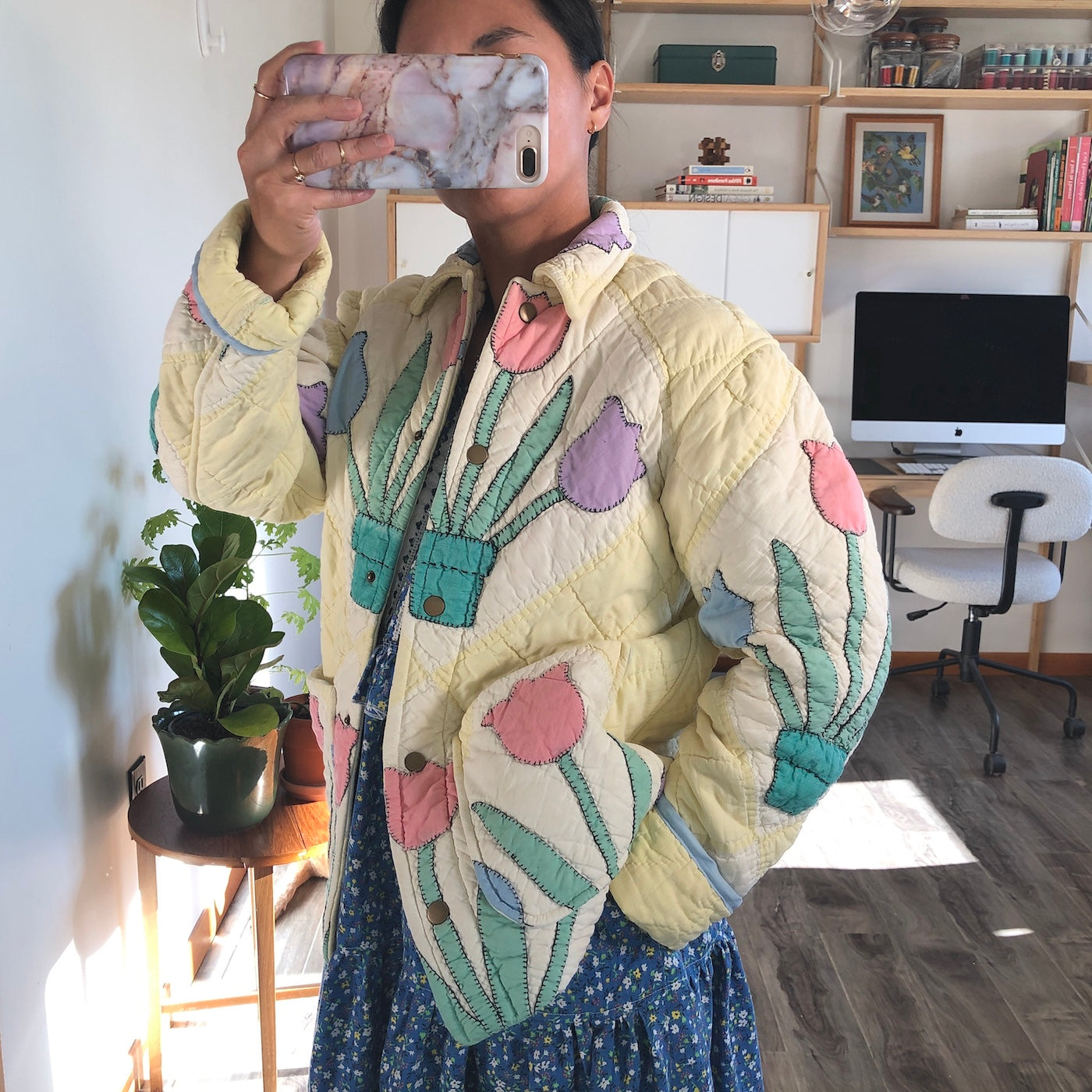 Quilt Jacket No.4 Vintage Tulip Applique Quilt Coat