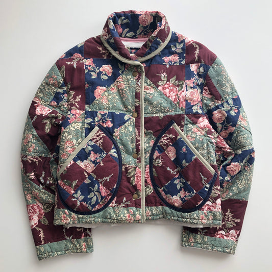 Quilt Jacket No.2 Rose Print Shawl Collar