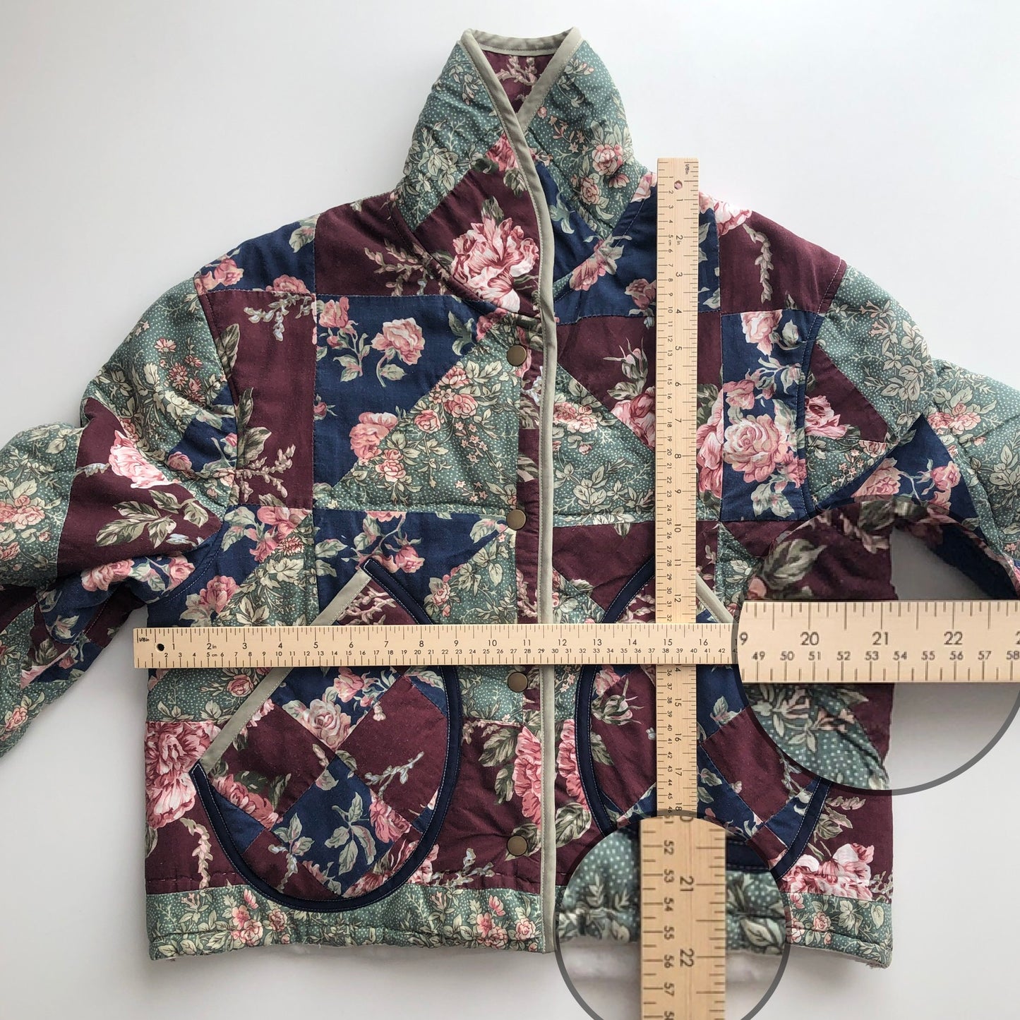 Quilt Jacket No.2 Rose Print Shawl Collar