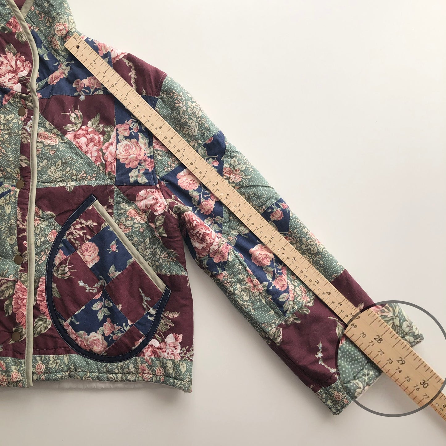 Quilt Jacket No.2 Rose Print Shawl Collar