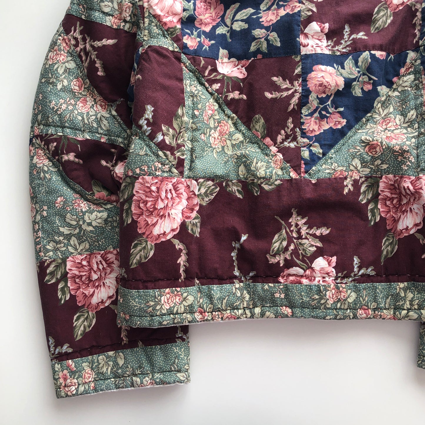 Quilt Jacket No.2 Rose Print Shawl Collar