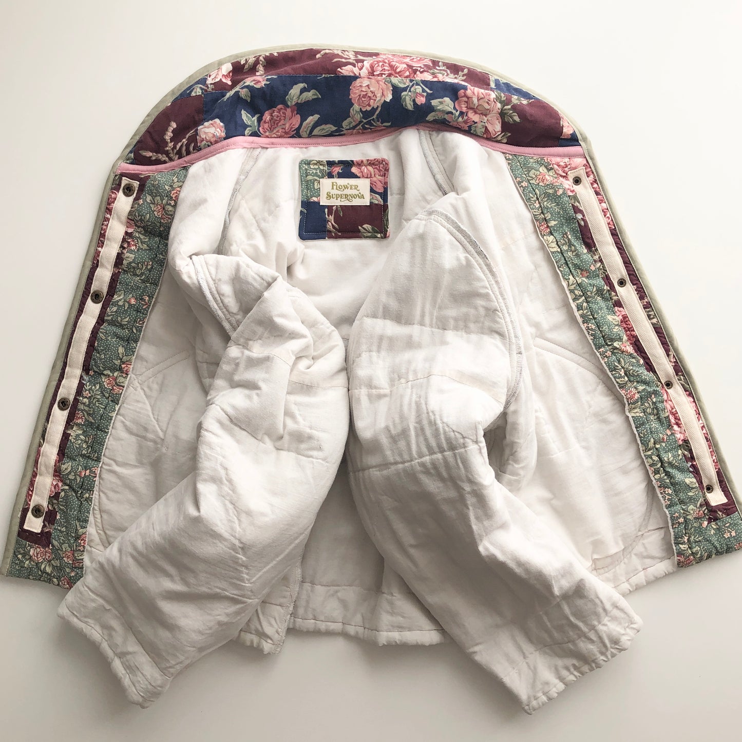 Quilt Jacket No.2 Rose Print Shawl Collar