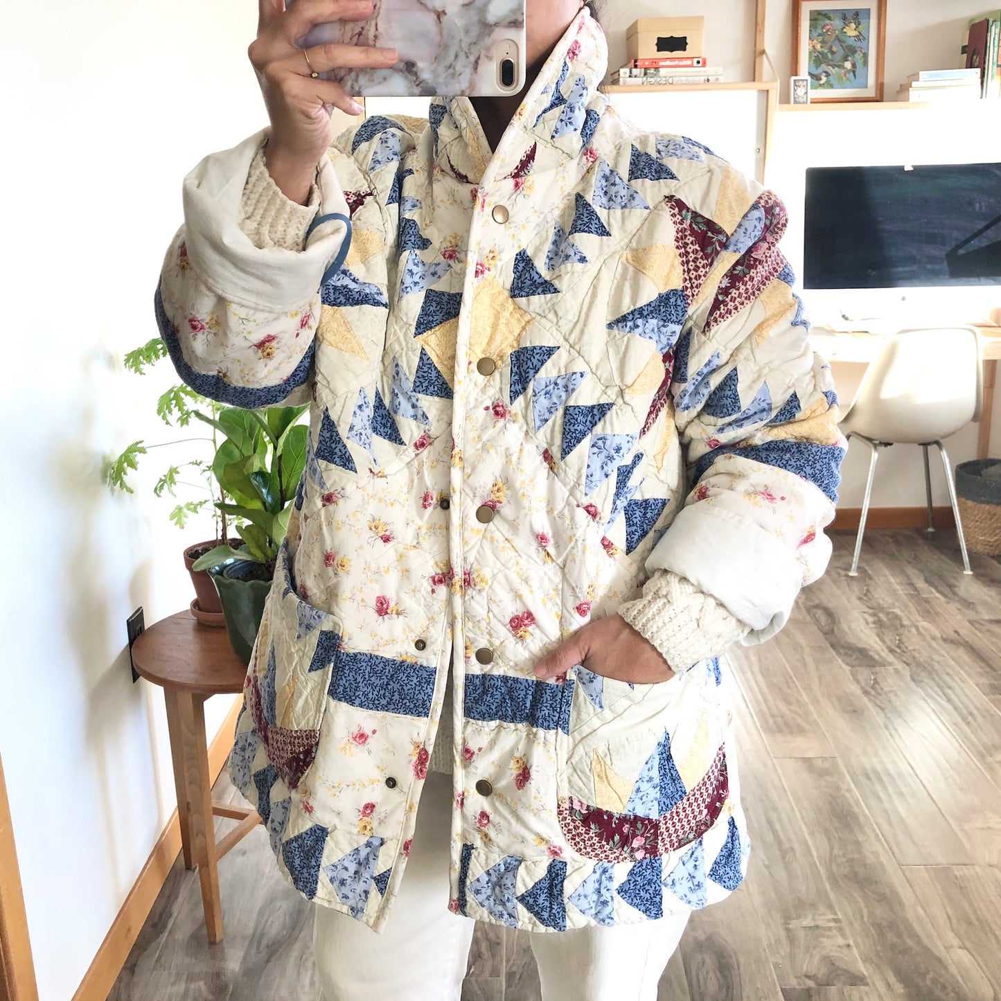 Quilt Jacket No.5 Mariner's Compass Shawl Collar Coat