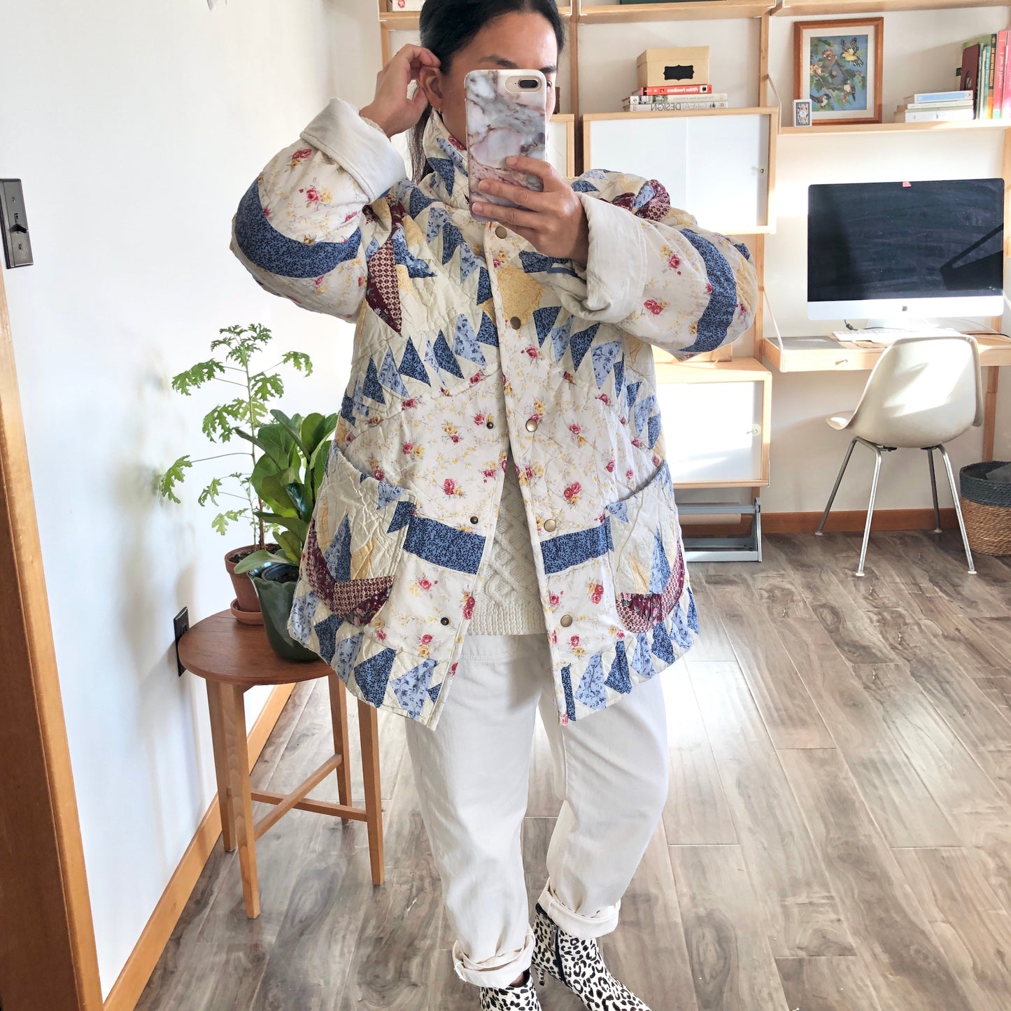 Quilt Jacket No.5 Mariner's Compass Shawl Collar Coat