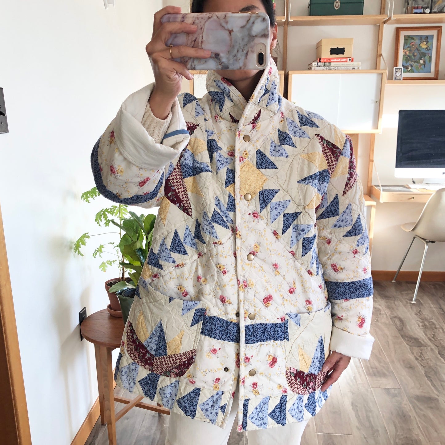 Quilt Jacket No.5 Mariner's Compass Shawl Collar Coat