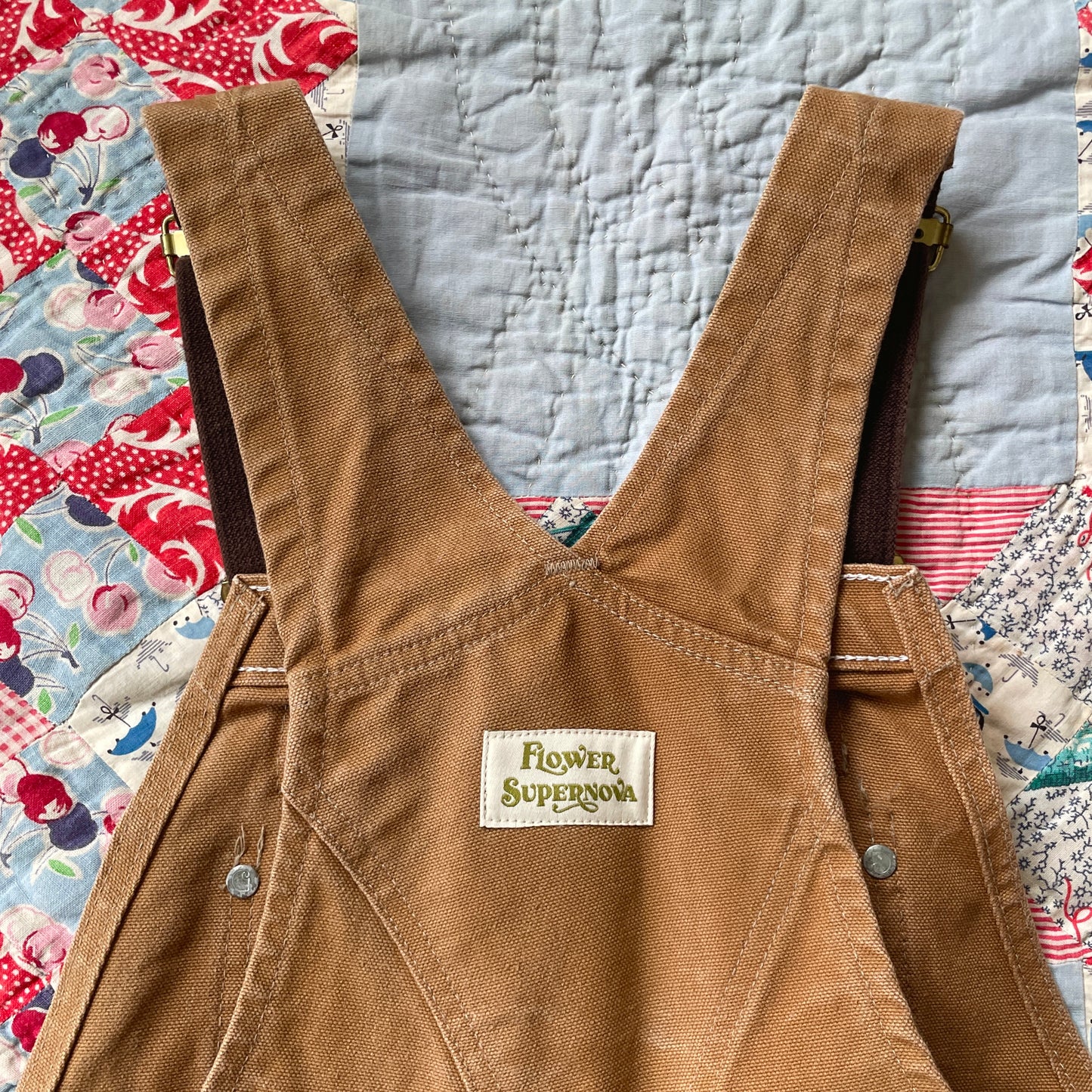 Reworked Carhartt Overalls with Quilt Patches Men's Size 30 x 30