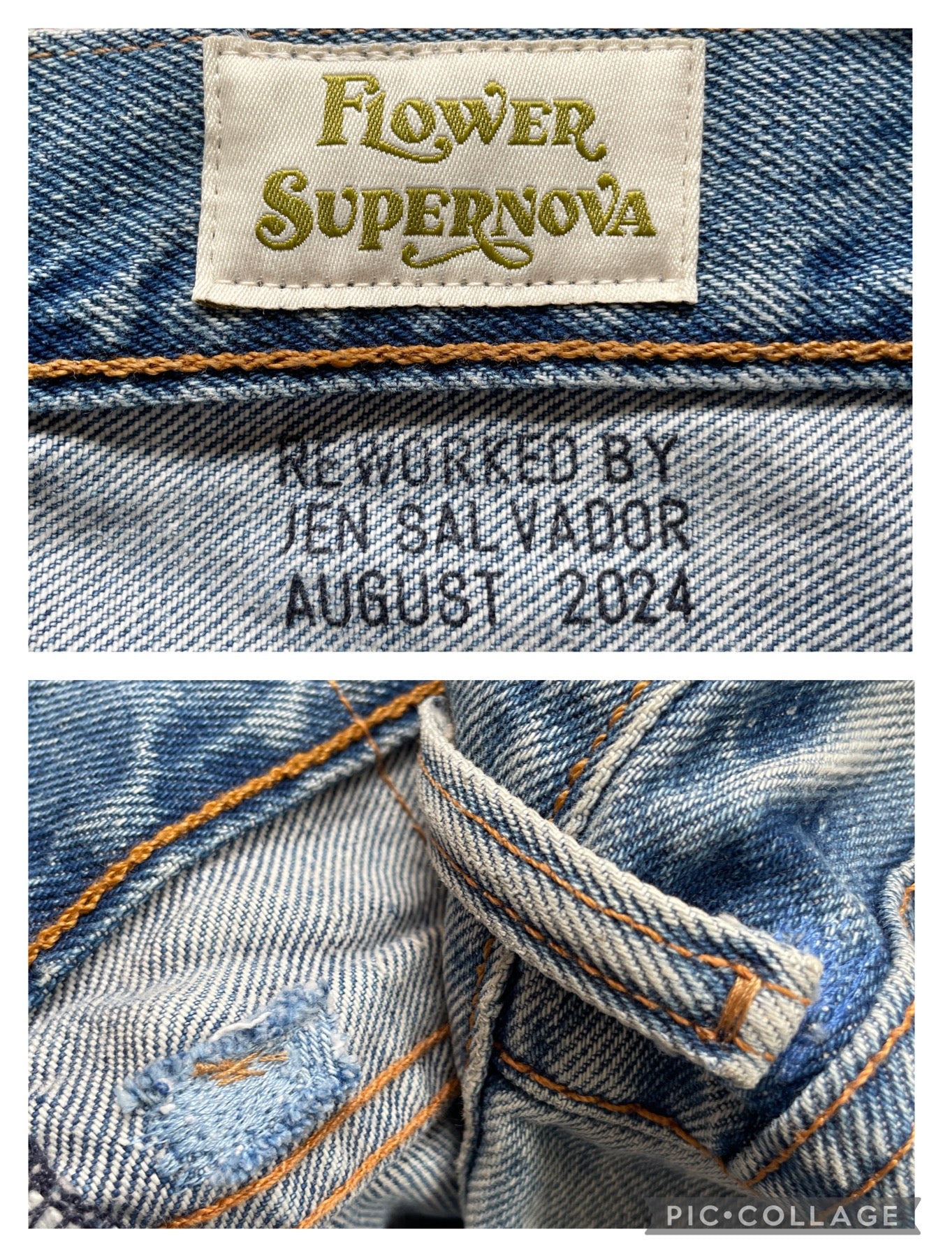 Reworked Levi's 505 C Jeans with Quilt Patches Women's 25 x 32