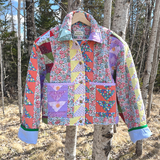 *Not for Sale* *Part 1 of 2* Quilt Jacket No.8 Vintage Floral Patchwork Jacket One-of-a-Kind S-M