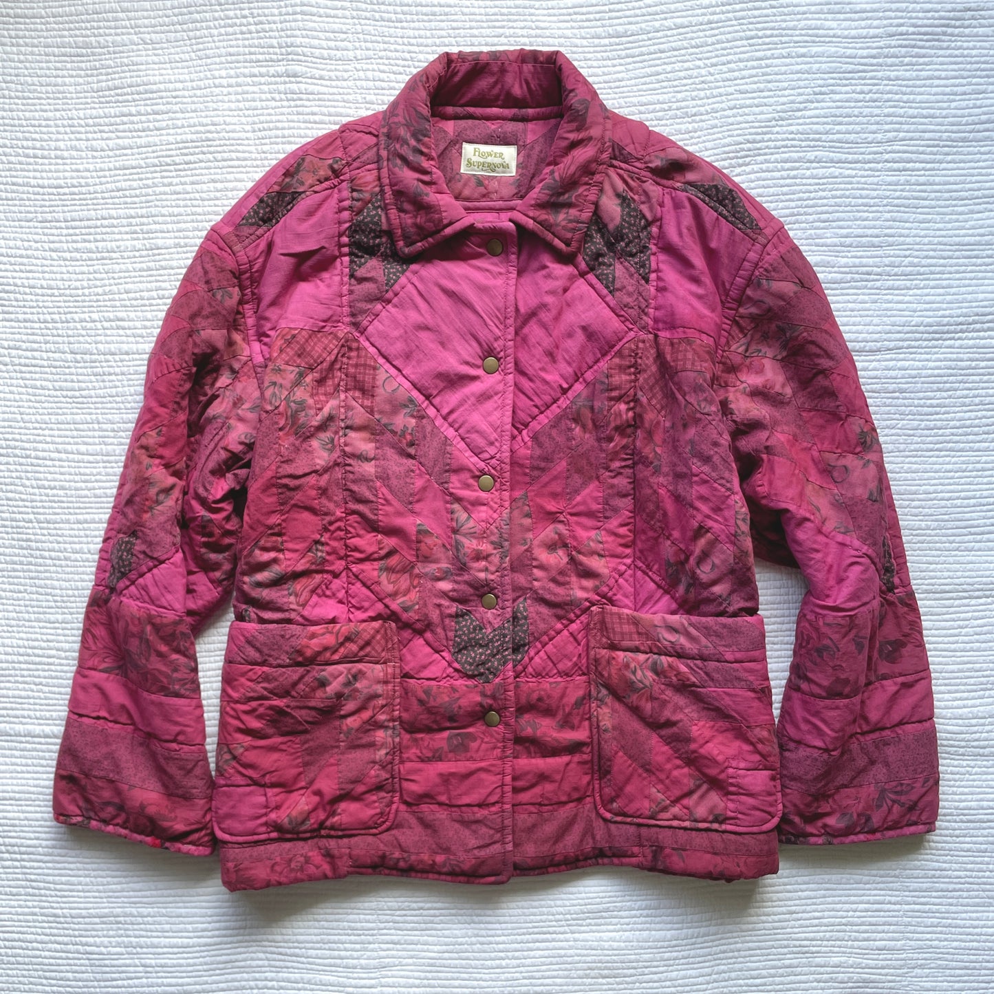 Quilt Jacket No.10 Vintage Patchwork Broken Star Pattern Chore Coat L